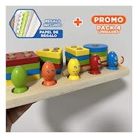 Pack4 Bloques de Aprendizaje con Formas Geometricas para Primera Infancia Y+Papel Regalo